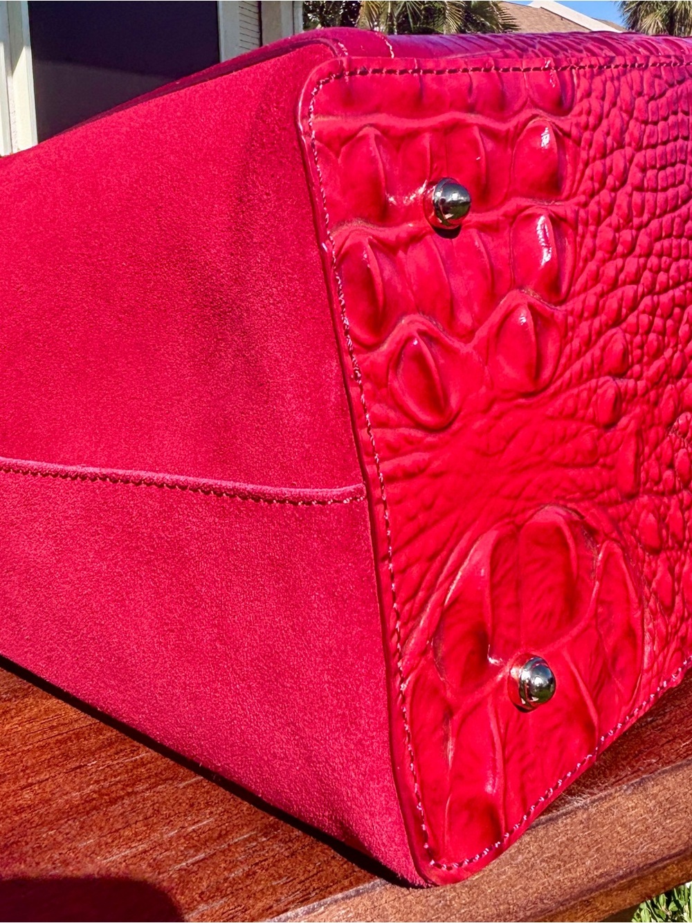 Rare Beauty! NWOT Brahmin Medium Julian Tote in Lava Pampas - Suede and Leather - Picture 9 of 12